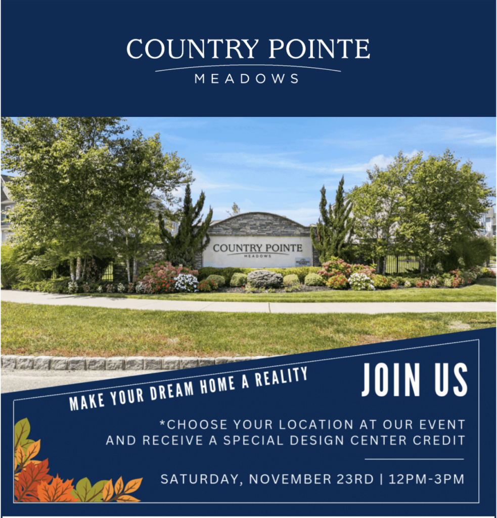 RSVP today and join us on November 23rd, where you will receive a design credit towards custom finishes on your new home!